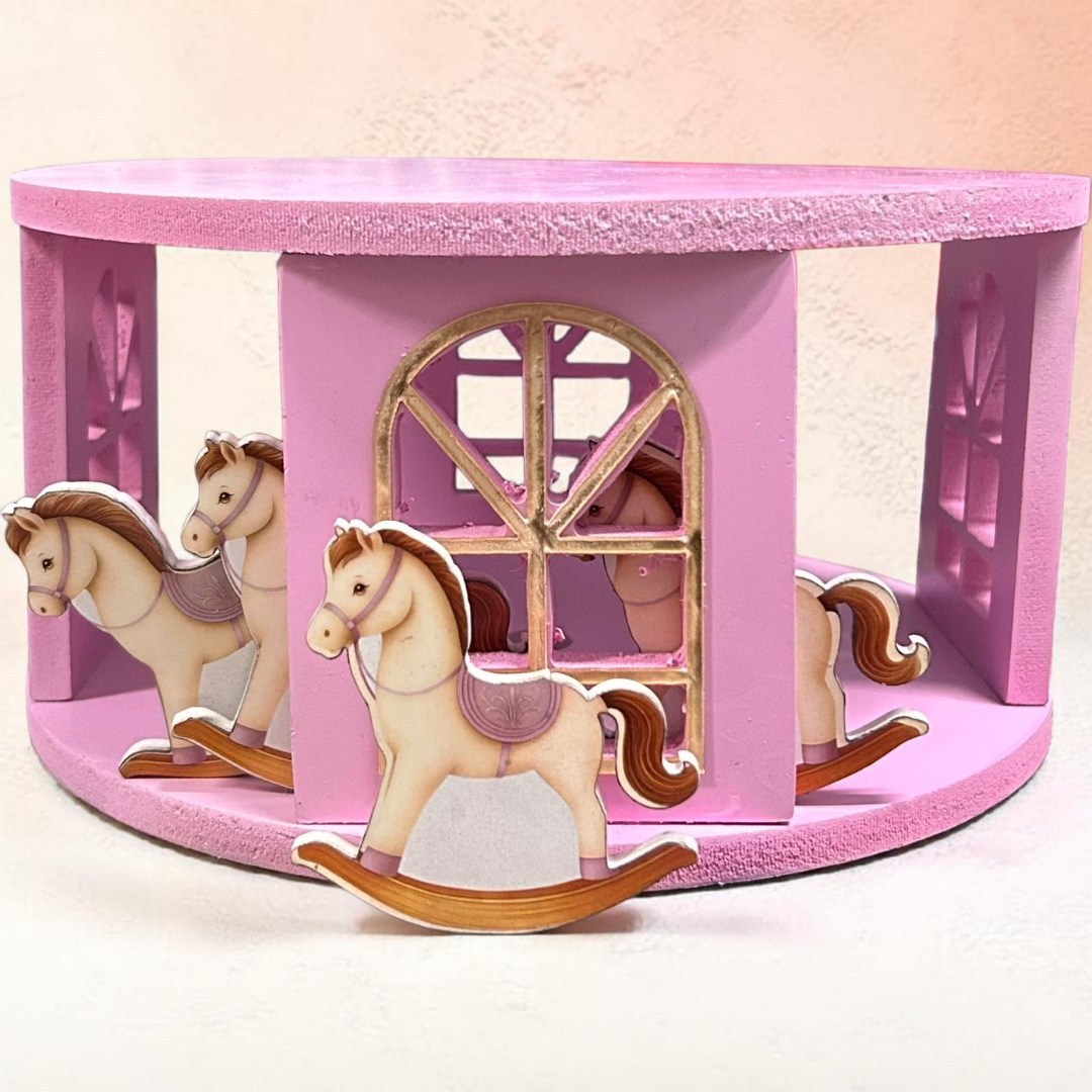 Carousel Round Cake Stand | Pink