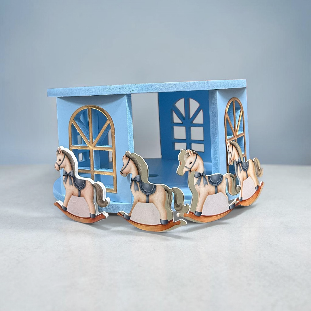 Carousel Round Cake Stand | Blue