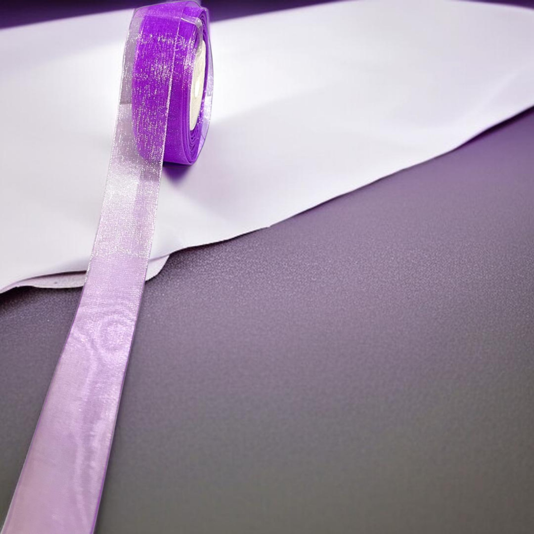 Premium organza Ribbon | size- 25 mm-| Length -30 mtr|Dark Purple