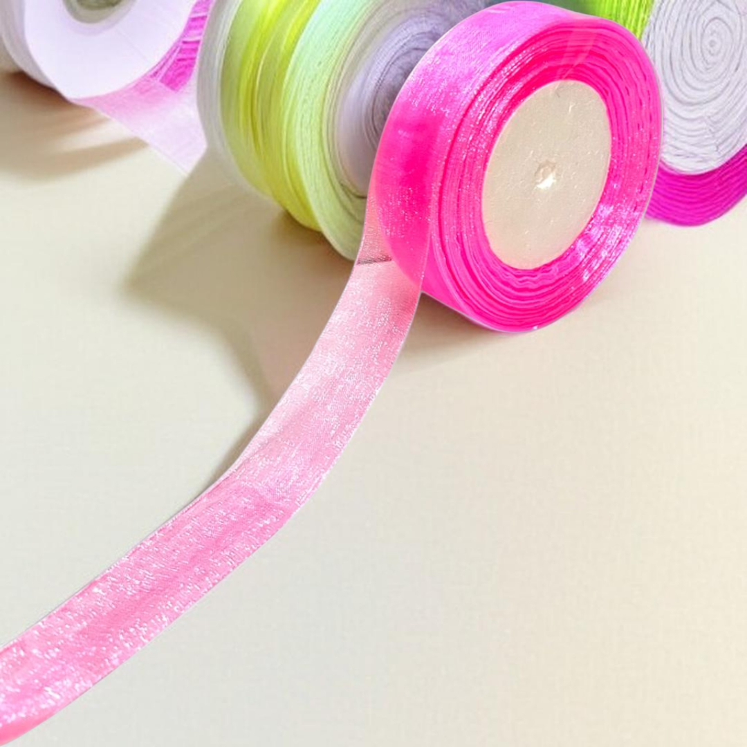 Premium organza Ribbon | size- 25 mm-| Length -30 mtr|Dark Pink
