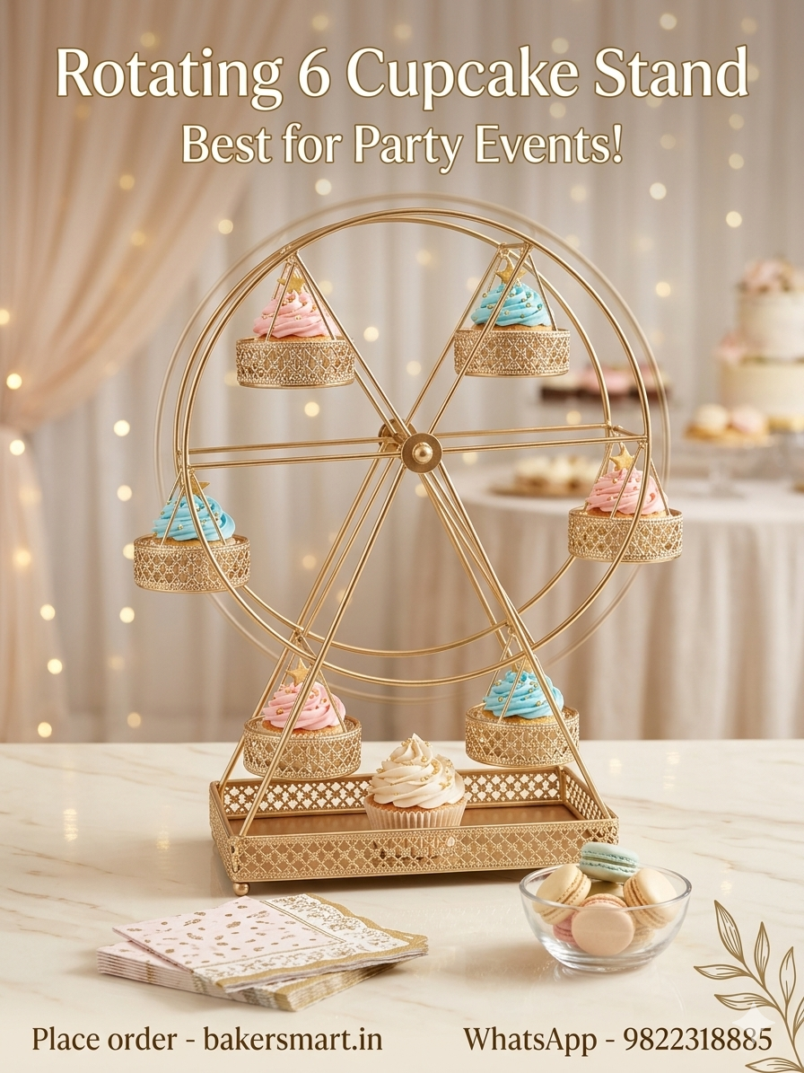 Metal Cupcake Stand Ferris Wheel 6 cupcake Holder Golden