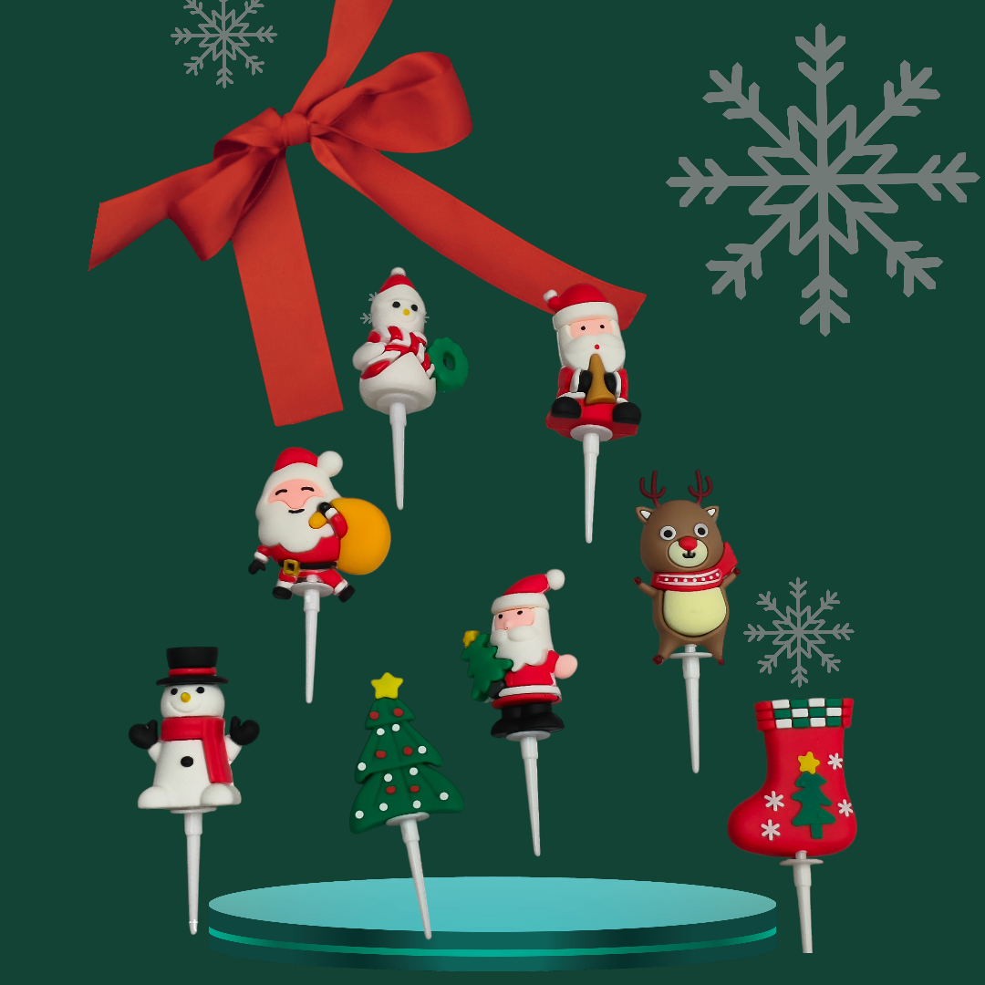 Christmas Santa Cake Toppers 8 PC's set