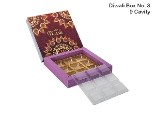 9 Cavity Diwali Box  With Cavity &amp; Lid #3-10 PCS PACK
