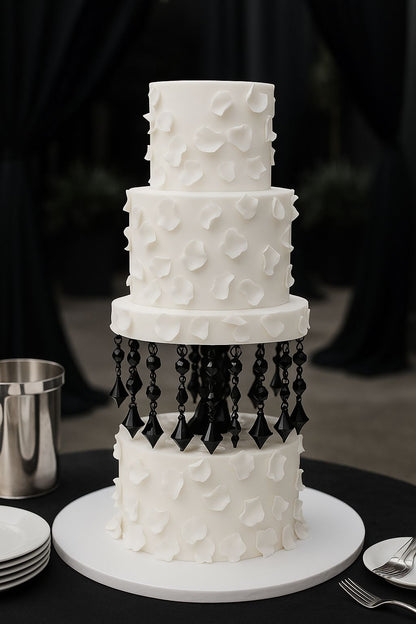 Round Acrylic Spacer| Chandelier with Black Diamond Tier Cake Spacer  6 Inch Base & 6 Inch Height