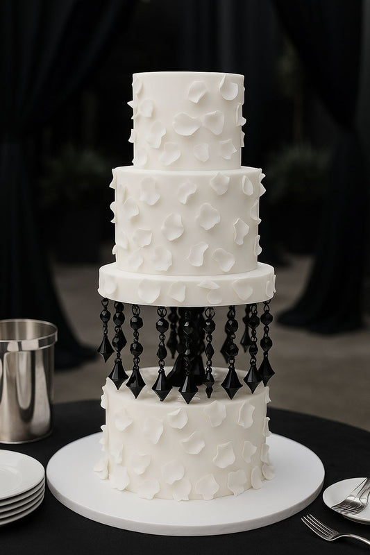 Round Acrylic Spacer| Chandelier with Black Diamond Tier Cake Spacer  6 Inch Base & 6 Inch Height