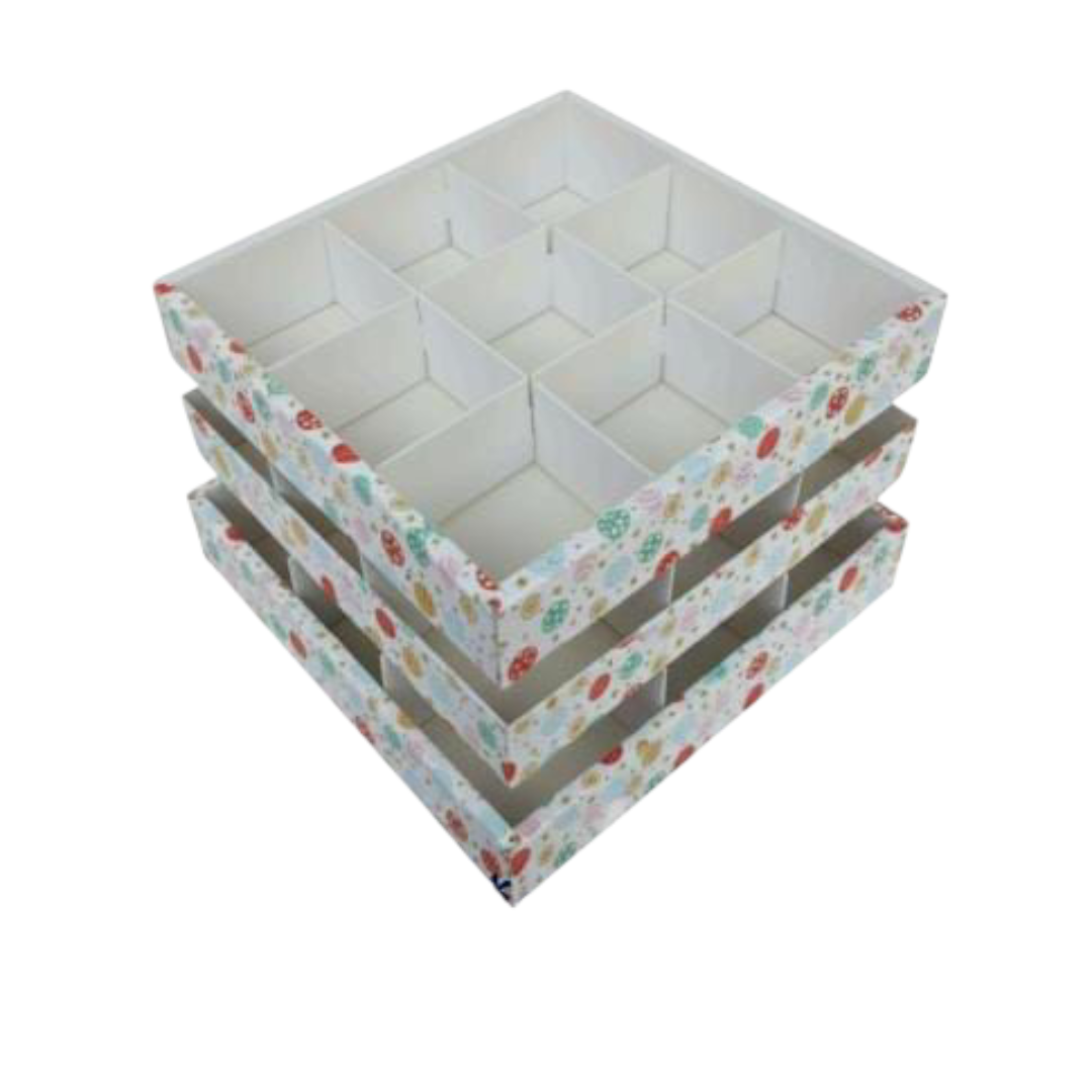 Brownie Box Partition 9 Pcs Polka Dot White- Size 9×9×2 |10 PC's pack
