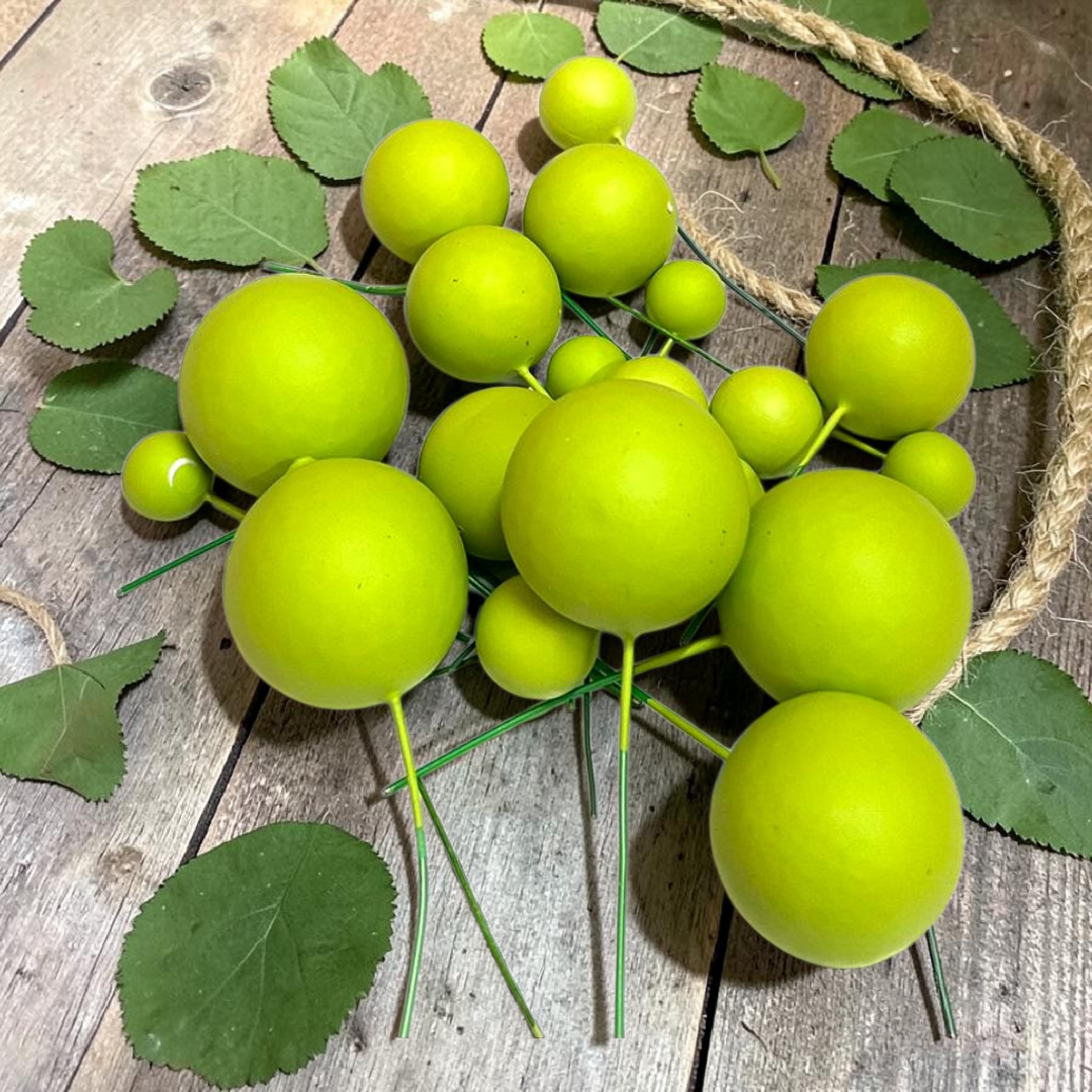 Matt Colour Faux Ball-|Parrot Green| Multisize| 20 PC's pack
