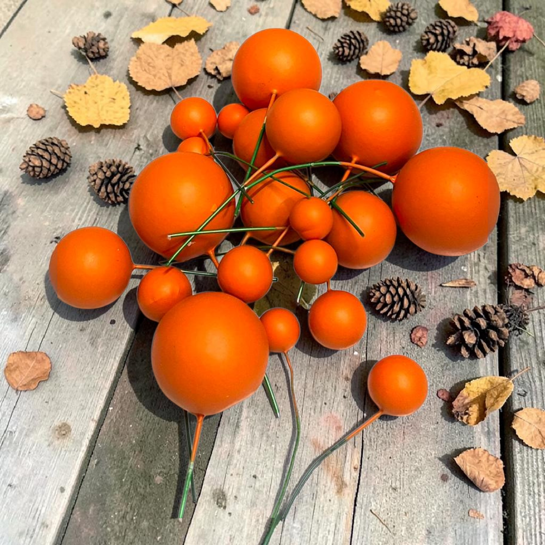 Matt Colour Faux Ball |Orange Colour|Multisize| 20 PC's pack