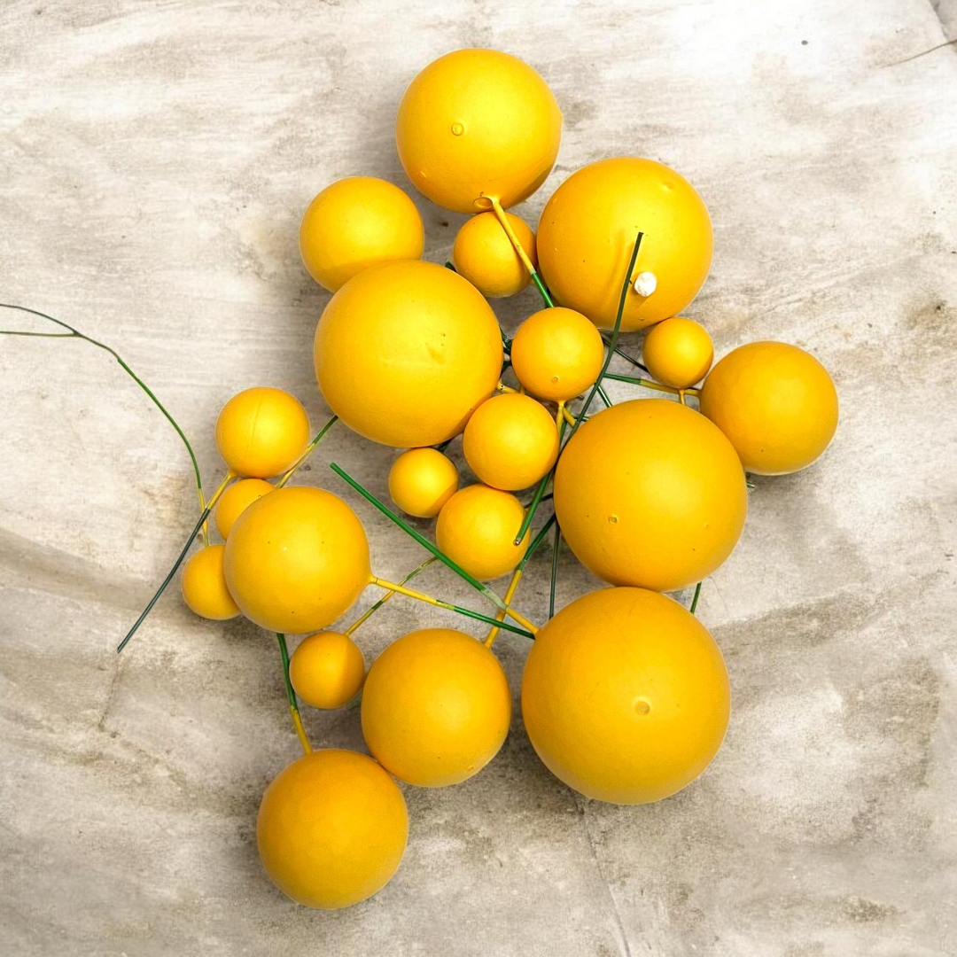Yellow Colour Faux Ball-|Dark Yellow|Multisize| 20 PC's pack