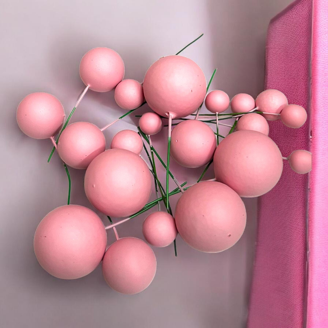 Matt Colour Faux Ball-|Pink | Multisize| 20 PC's pack