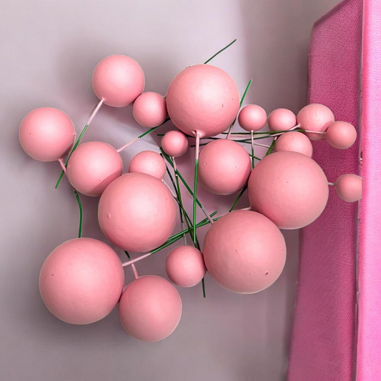 Matt Colour Faux Ball-|Pink | Multisize| 20 PC's pack