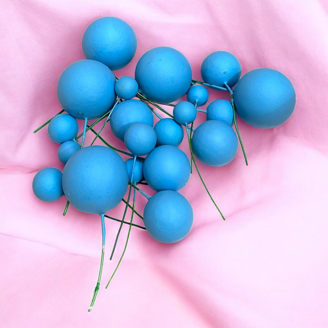 Matt Colour Faux Ball-|Blue| Multisize| 20 PC's pack
