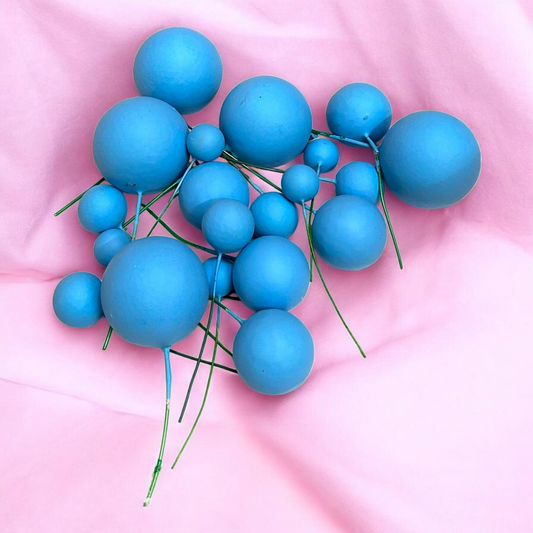 Matt Colour Faux Ball-|Blue| Multisize| 20 PC's pack