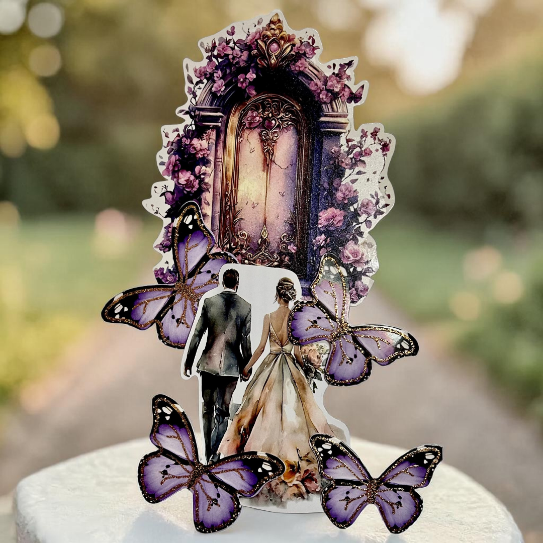 Paper Butterfly Cake Toppers |Couple Theme | Purple #1