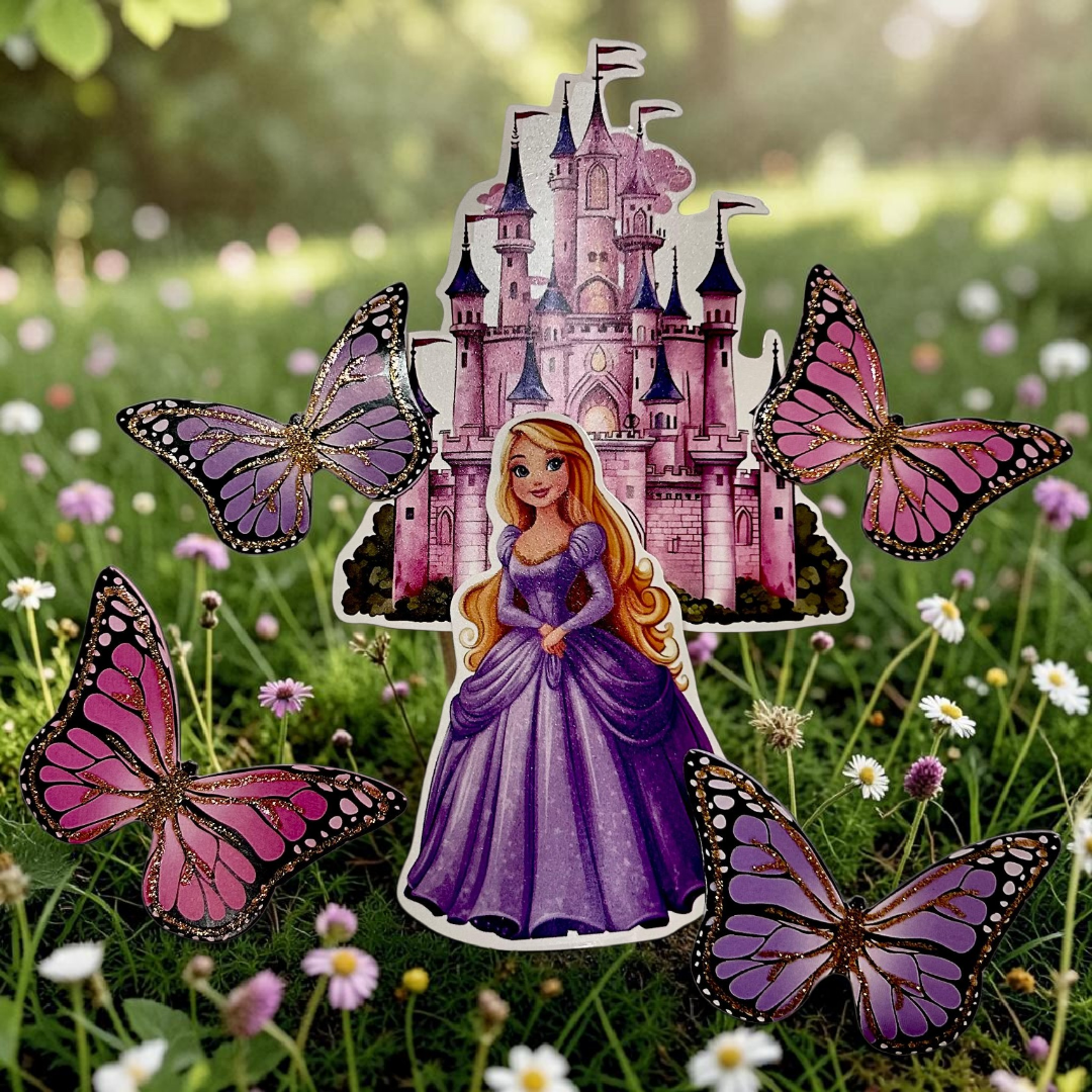 Paper Butterfly Cake Toppers |Castle Theme | Pink Purple
