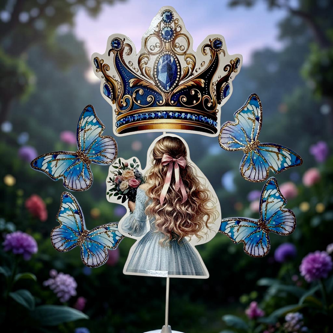 Paper Butterfly Cake Toppers | Crown Blue Theme