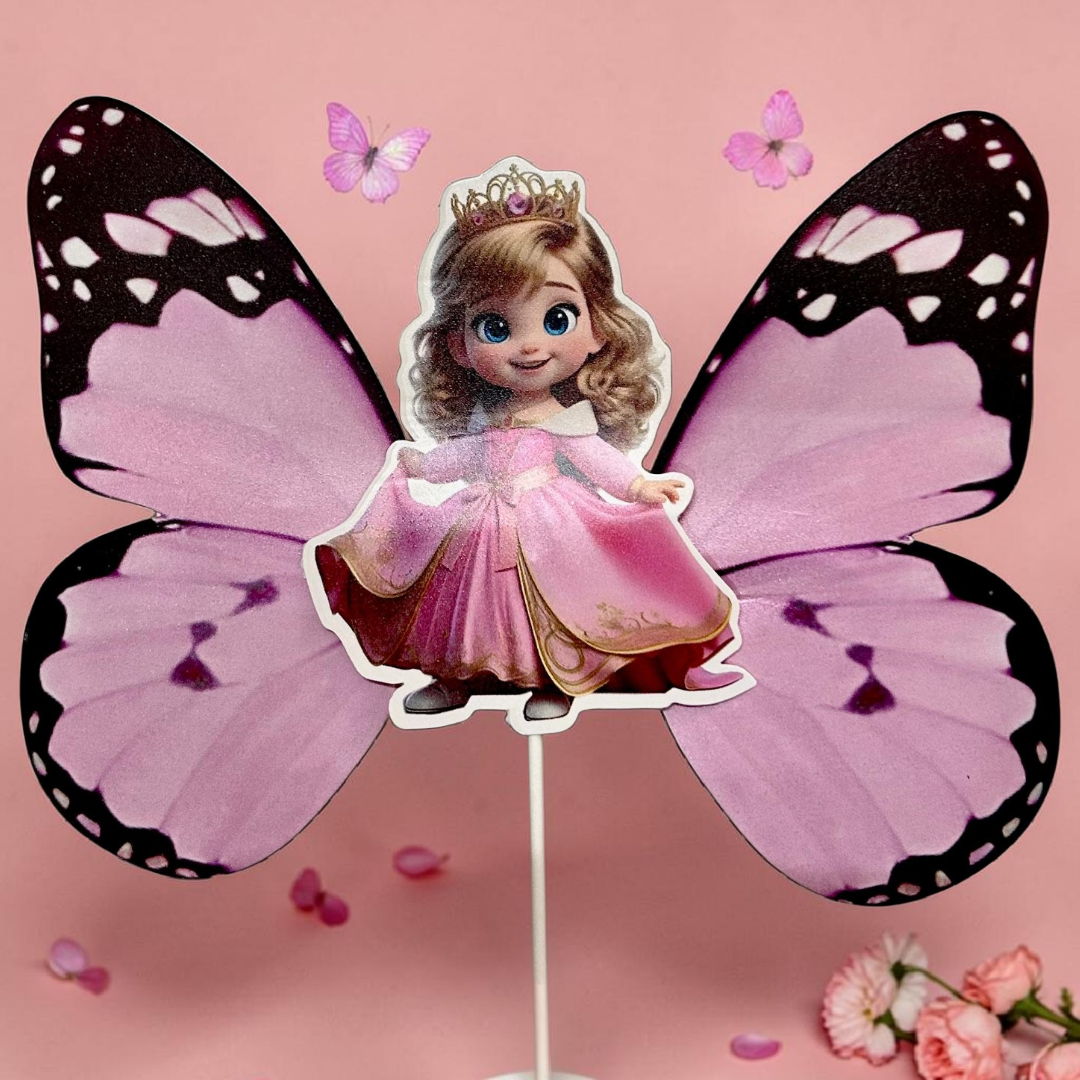 Paper Butterfly Cake Toppers |  Size Big | Pink Black