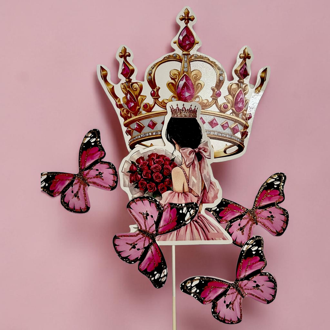 Paper Butterfly Cake Toppers | Crown Pink Theme