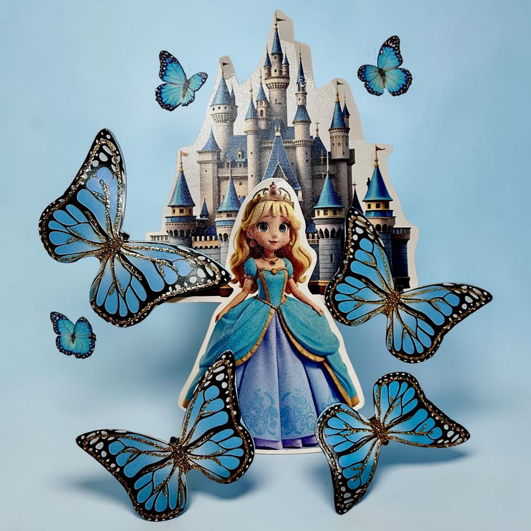 Paper Butterfly Cake Toppers | Castle Theme | Blue