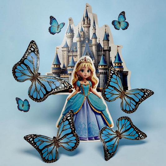 Paper Butterfly Cake Toppers | Castle Theme | Blue