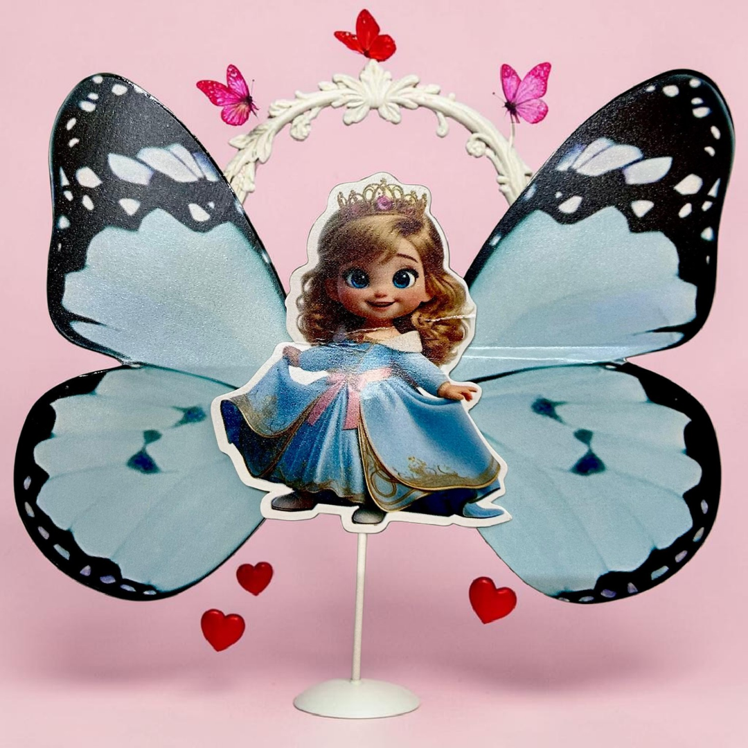 Paper Butterfly Cake Toppers |  Size Big | Blue Black