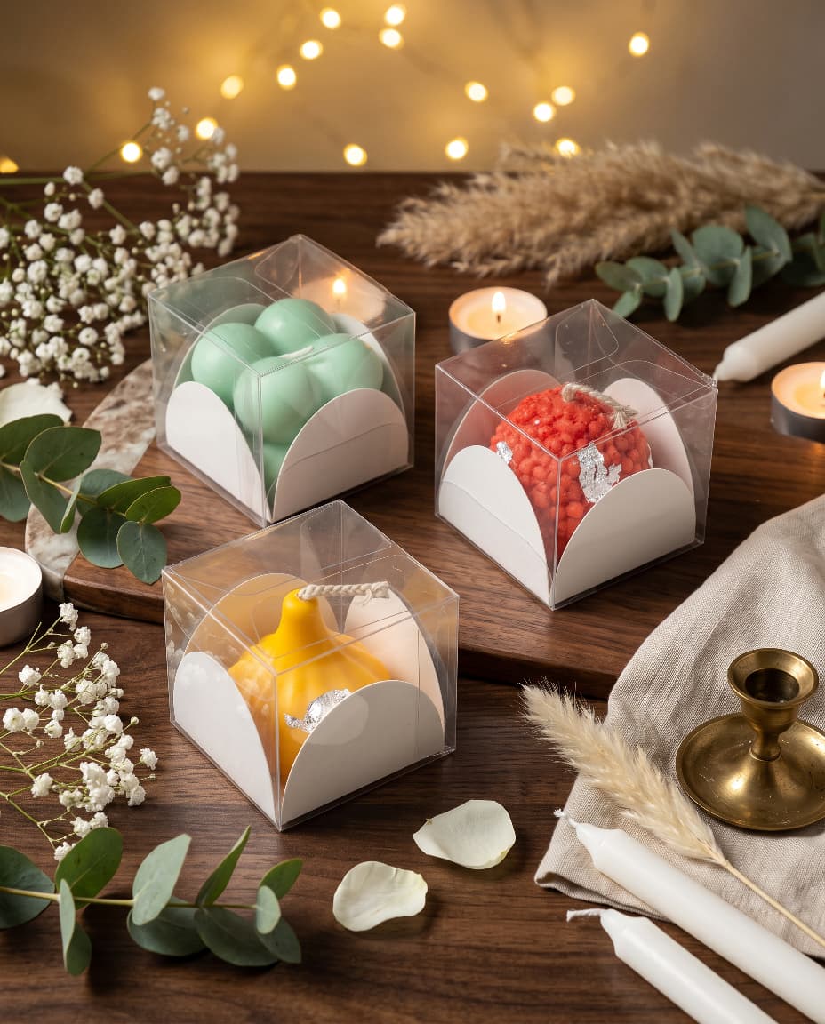 1 PC PVC TRANSPARENT BOX WITH PAPER CAVITY-|1.75*1.75*1.75 INCH |(CN-8)| 50 pcs Pack