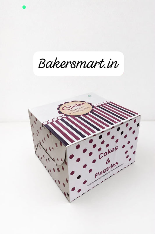 Cake Box Corrugated 10*10*5 Polka Print
