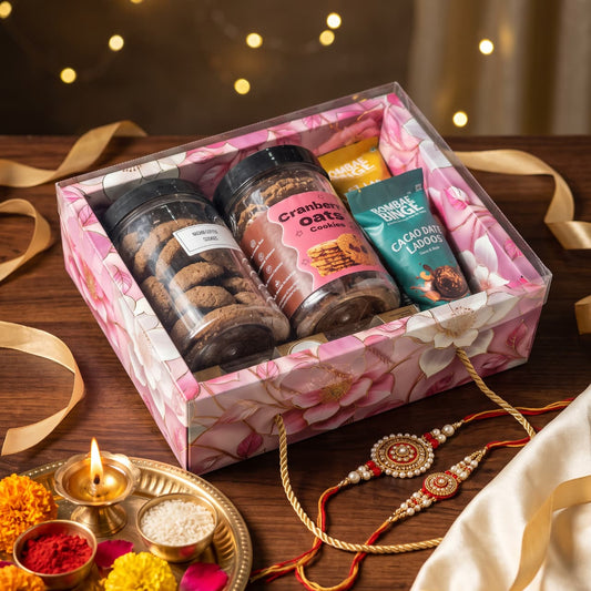 Hamper Gift Box With Top PVC Transparent Lid And Bottom Tray in Floral Aura Design With Rope Handle- Pink (9*7*3 Inch) | |10 Pcs Pack