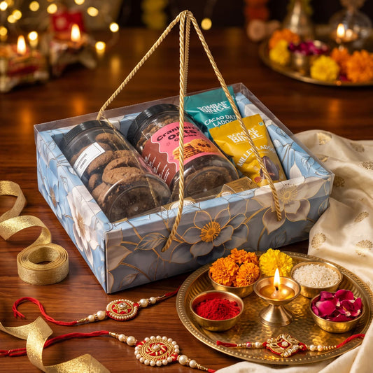 Hamper Gift Box With Top PVC Transparent Lid And Bottom Tray in Floral Aura Design With Rope Handle- Sky Blue (9*7*3 Inch) | |10 Pcs Pack