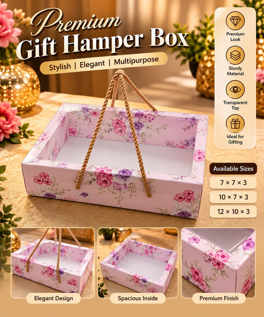 Hamper Box Pink Floral Print #1  | 10 pcs pack