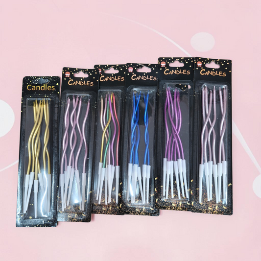 SPIRAL CANDLE COMBO 10 PACKS, ASSORTED COLORS