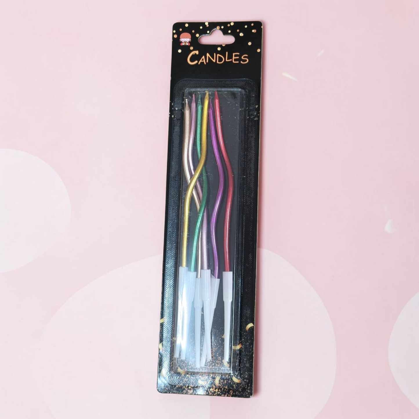 SPIRAL CANDLES MULTICOLOR  , 6 PCS PACK