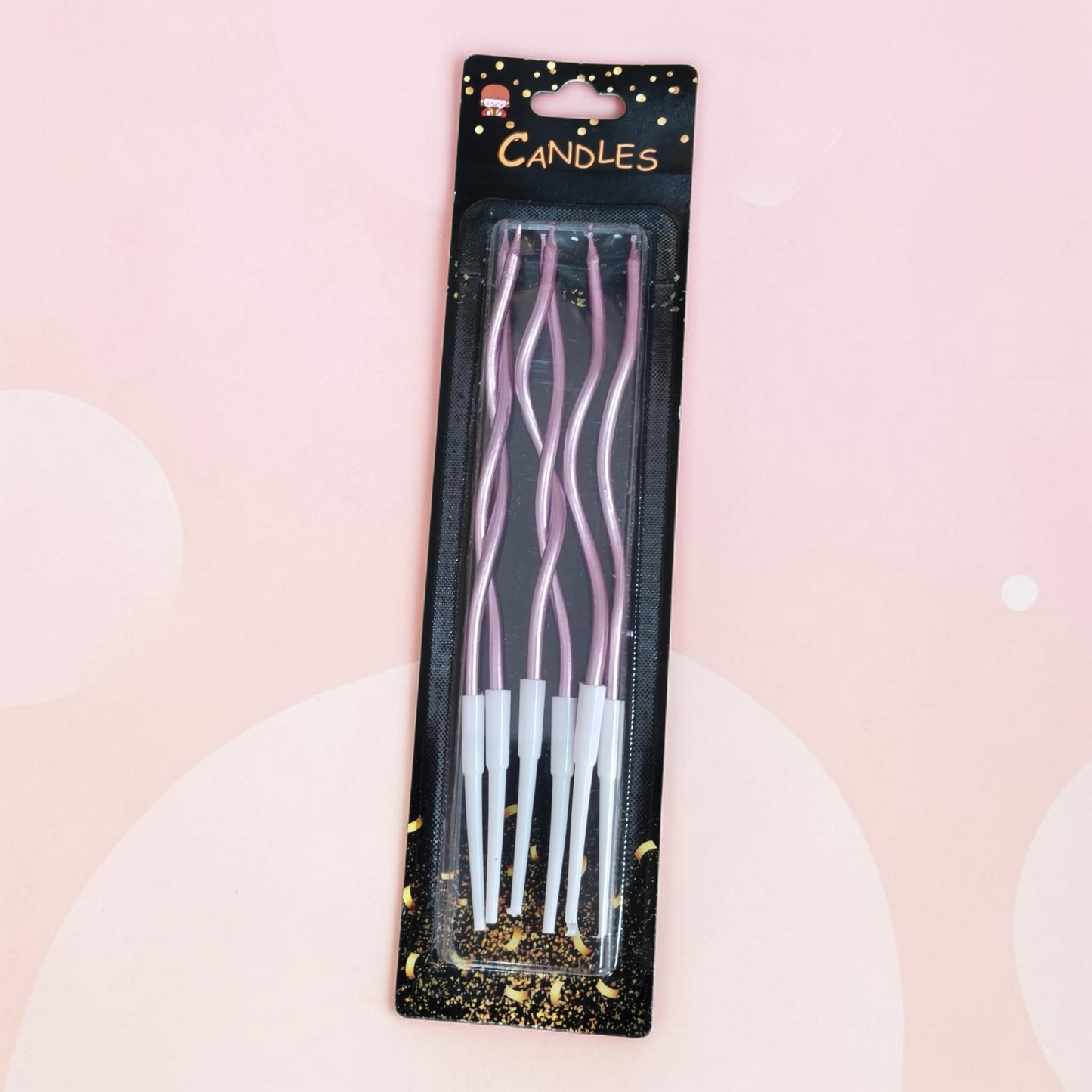 SPIRAL CANDLES , ROSE GOLD COLOUR, 6 PCS PACK