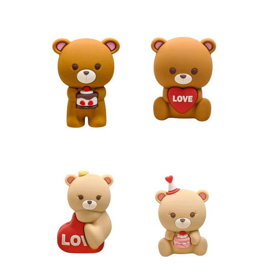 Cake Toppers 4 PC's Teddy Bear Set Heavy