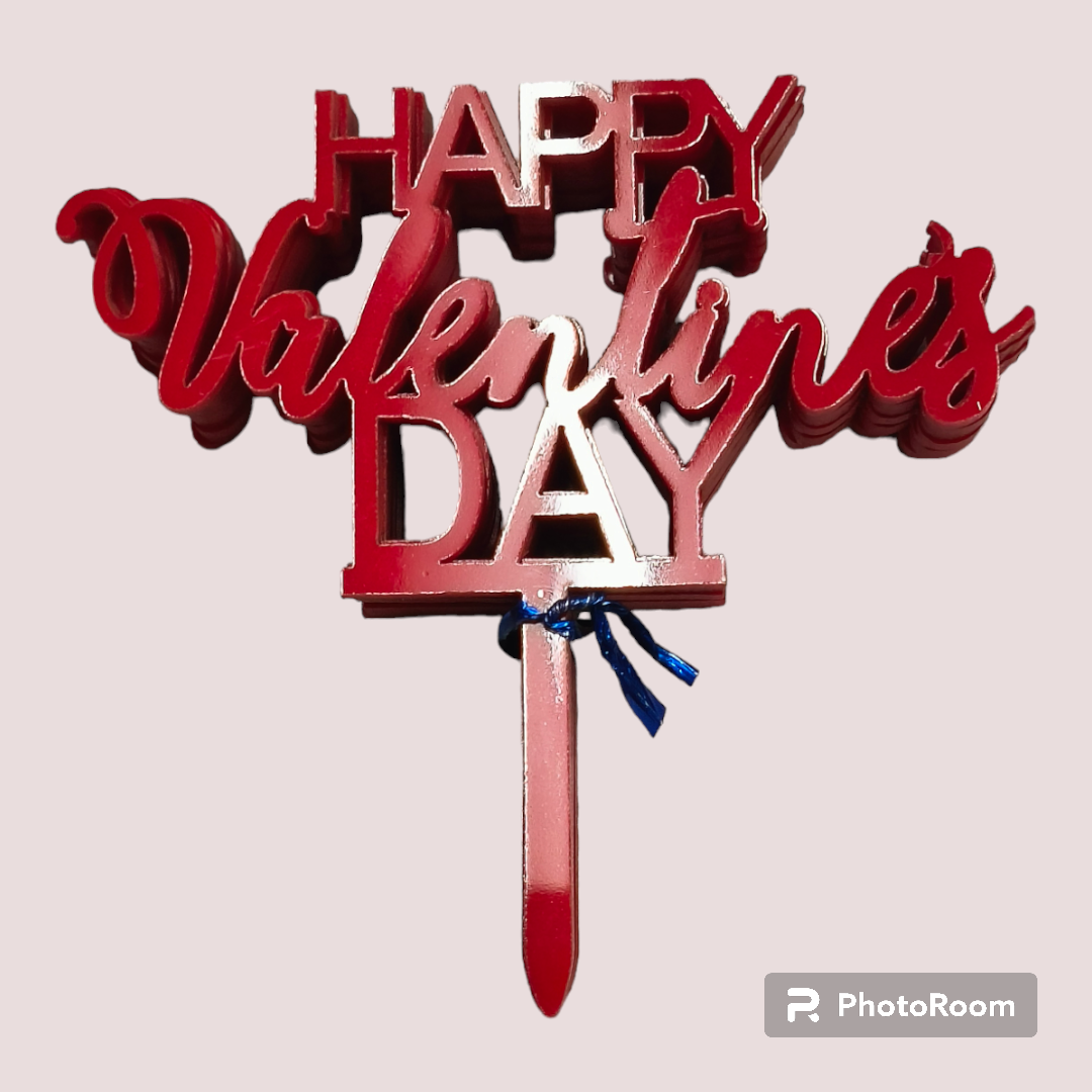 ACRYLIC VALENTINE TOPPER RED 3''-10PCS PACK