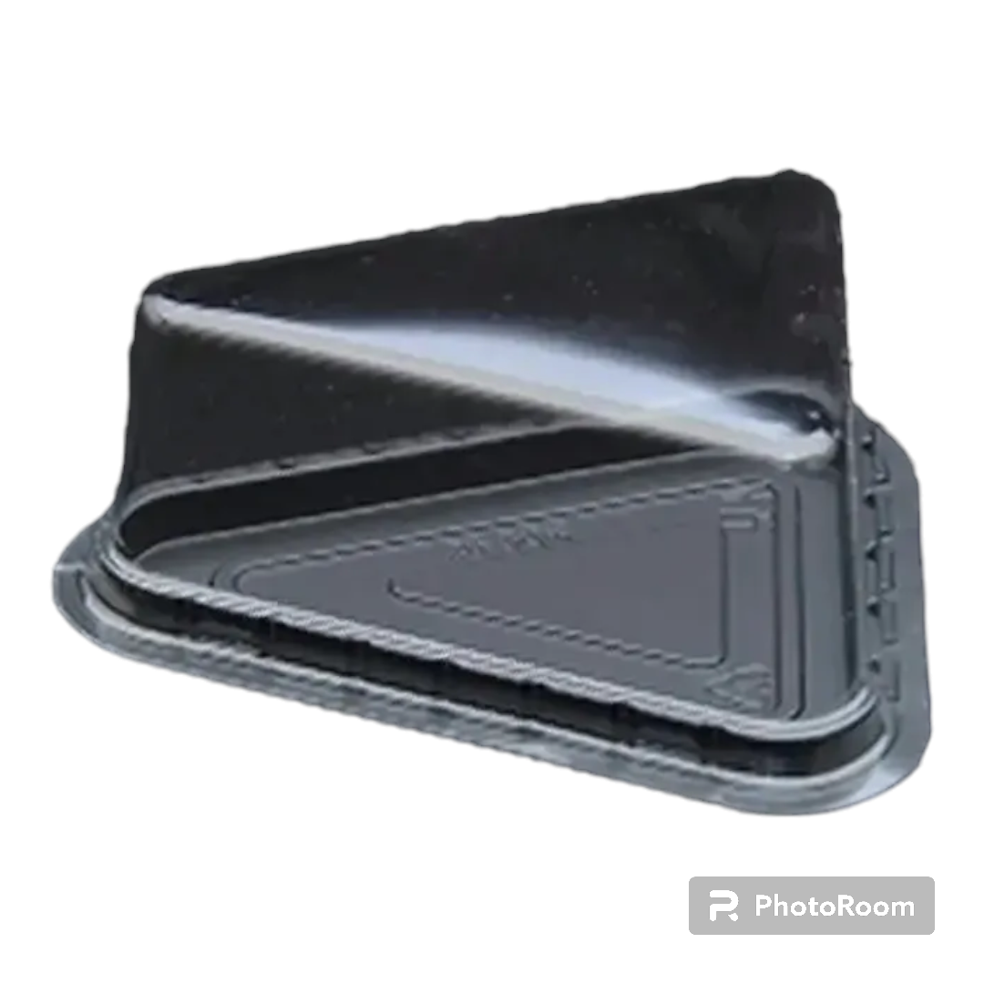 TRIANGLE SHAPE PASTRY CONTAINER WITH BLACK TRAY-10 PCS