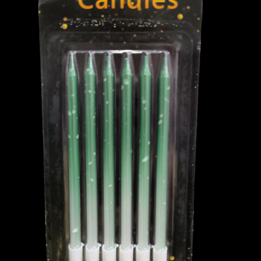 GLITTER CANDLE GREEN -6PCS