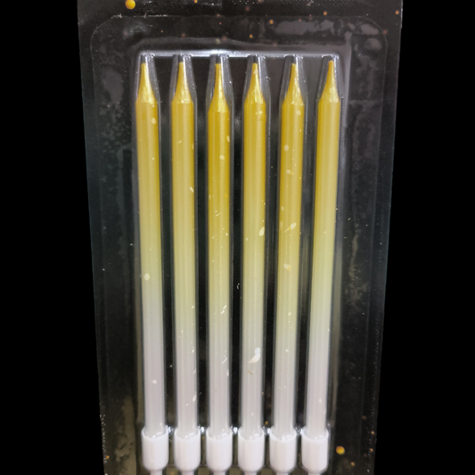 GLITTER CANDLE YELLOW -6PCS