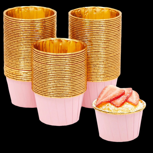 BAKE & SERVE GOLDEN CUP CAKE LINER 50 PCS PACK PINK