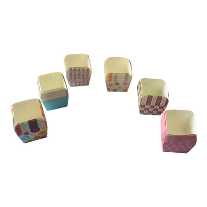 BAKE & SERVE SQUARE CUP LINER 50 PCS PACK, RANDOM COLOR OR DESIGN