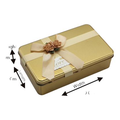 Gold Rectangle Empty Decorative Tin Box | Gift Box | Chocolate Box | Sweet Box | Jewellery Box | Luxury Box | Pack of 4