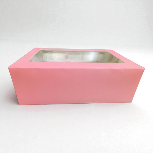 CUP CAKE BOX 6P  SIZE 9*6.75*3.5  PASTLE PINK COLOR -10 PCS PACK