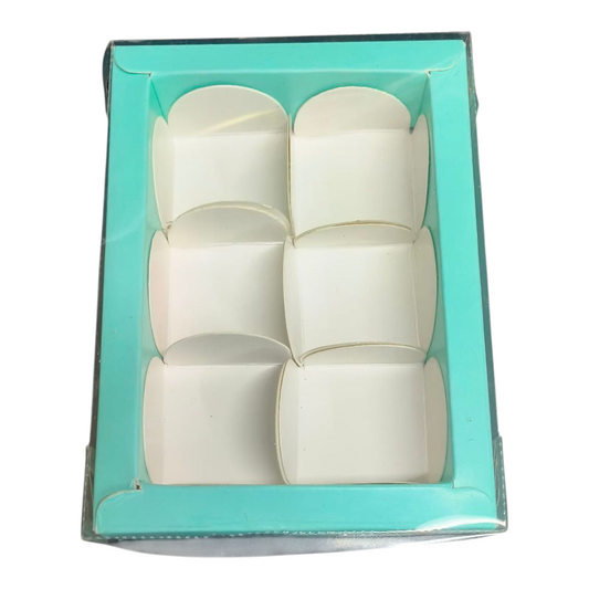 6 Cavity Chocolate Box| Transparent Top| Mint Green| 10 PC's pack