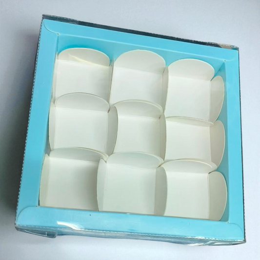 9 Cavity Chocolate Box| Transparent Top| Pastle Blue | 10 PC's pack