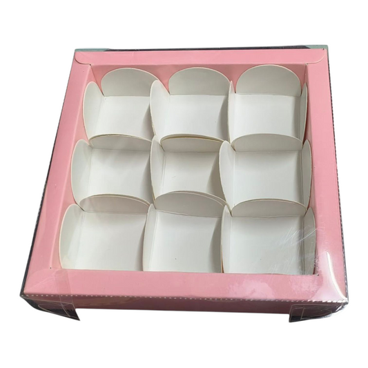 9 Cavity Chocolate Box| Transparent Top| Pastle Pink | 10 PC's pack