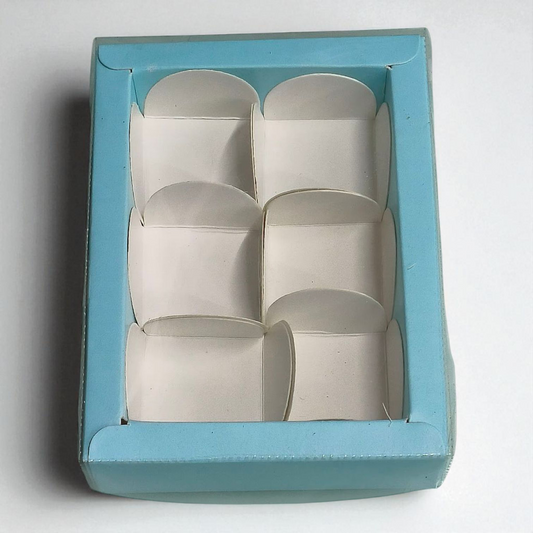 6 Cavity Chocolate Box| Transparent Top| Pastel Blue | 10 PC's pack