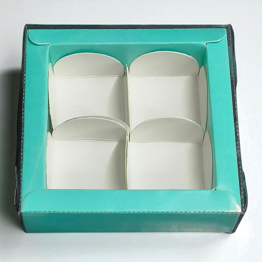 4 Cavity Chocolate Box| Transparent Top| Mint Green | 10 PC's pack