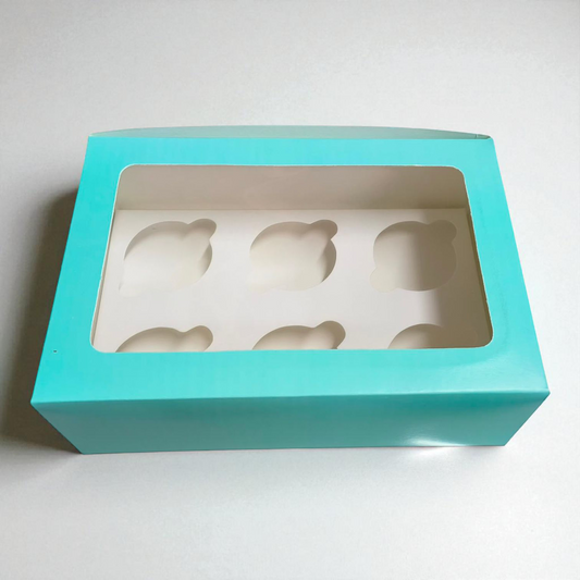6 Cup Cake / Muffin Box -Mint Green  10×6.75×3.5 inch -10 PC's pack