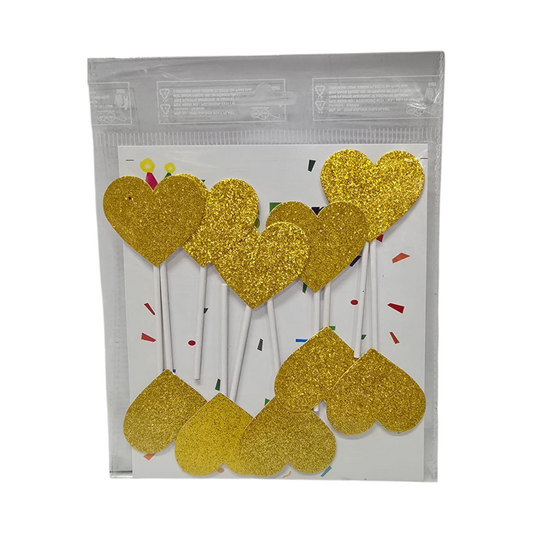 HEART GLITTER GOLD TOPPER 10 PCS PACK