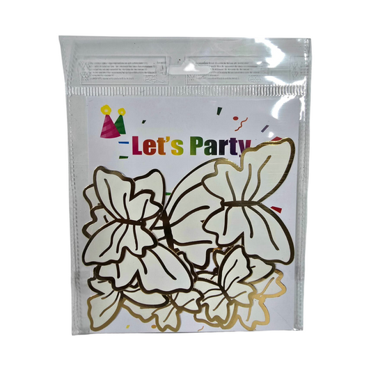 Paper Butterfly White Golden Lining,10 PC's pack